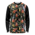 Australia Black Cockatoo And Banksia Flowers Long Sleeve Shirt