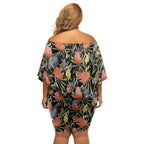 Australia Black Cockatoo And Banksia Flowers Off Shoulder Short Dress