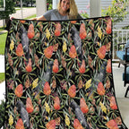 Australia Black Cockatoo And Banksia Flowers Quilt