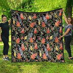 Australia Black Cockatoo And Banksia Flowers Quilt