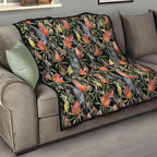 Australia Black Cockatoo And Banksia Flowers Quilt