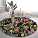 Australia Black Cockatoo And Banksia Flowers Round Carpet