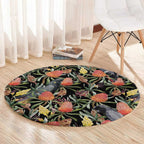 Australia Black Cockatoo And Banksia Flowers Round Carpet