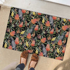 Australia Black Cockatoo And Banksia Flowers Rubber Doormat