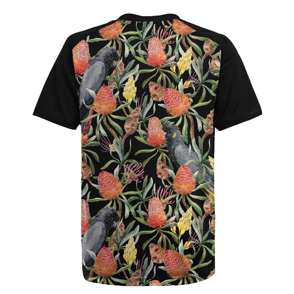 Australia Black Cockatoo And Banksia Flowers Rugby Jersey
