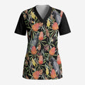 Australia Black Cockatoo And Banksia Flowers Scrub Top - Aussie Hoodie