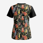 Australia Black Cockatoo And Banksia Flowers Scrub Top - Aussie Hoodie
