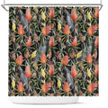 Australia Black Cockatoo And Banksia Flowers Shower Curtain