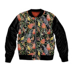 Australia Black Cockatoo And Banksia Flowers Sleeve Zip Bomber Jacket
