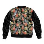 Australia Black Cockatoo And Banksia Flowers Sleeve Zip Bomber Jacket