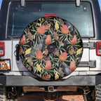 Australia Black Cockatoo And Banksia Flowers Spare Tire Cover