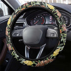 Australia Black Cockatoo And Banksia Flowers Steering Wheel Cover