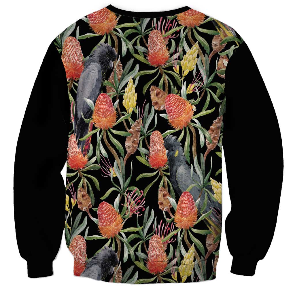 Australia Black Cockatoo And Banksia Flowers Sweatshirt