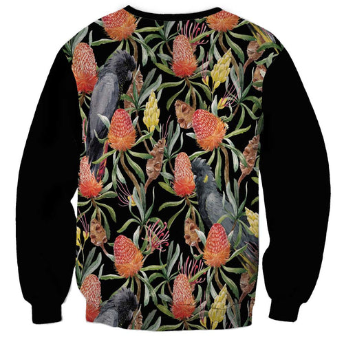 Australia Black Cockatoo And Banksia Flowers Sweatshirt