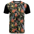 Australia Black Cockatoo And Banksia Flowers T Shirt