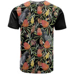 Australia Black Cockatoo And Banksia Flowers T Shirt