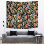 Australia Black Cockatoo And Banksia Flowers Tapestry