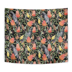 Australia Black Cockatoo And Banksia Flowers Tapestry