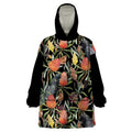 Australia Black Cockatoo And Banksia Flowers Wearable Blanket Hoodie