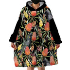 Australia Black Cockatoo And Banksia Flowers Wearable Blanket Hoodie