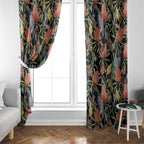 Australia Black Cockatoo And Banksia Flowers Window Curtain