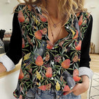 Australia Black Cockatoo And Banksia Flowers Women Casual Shirt