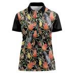 Australia Black Cockatoo And Banksia Flowers Women Polo Shirt
