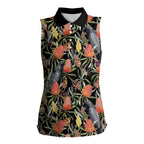 Australia Black Cockatoo And Banksia Flowers Women Sleeveless Polo Shirt