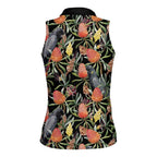 Australia Black Cockatoo And Banksia Flowers Women Sleeveless Polo Shirt