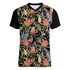 Australia Black Cockatoo And Banksia Flowers Women V-Neck T-Shirt
