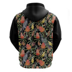 Australia Black Cockatoo And Banksia Flowers Zip Hoodie