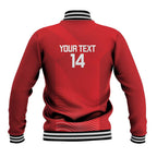 Suns Football Custom Baseball Jacket Gold Coast Est 2009 Deep Red - Aussie Hoodie