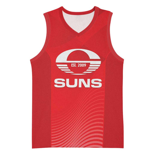 Suns Football Custom Basketball Jersey Gold Coast Est 2009 Deep Red - Aussie Hoodie