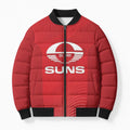 Suns Football Custom Bomber Puffer Jacket Gold Coast Est 2009 Deep Red - Aussie Hoodie