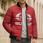 Suns Football Custom Bomber Puffer Jacket Gold Coast Est 2009 Deep Red - Aussie Hoodie