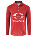 Suns Football Custom Button Sweatshirt Gold Coast Est 2009 Deep Red - Aussie Hoodie