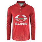Suns Football Custom Button Sweatshirt Gold Coast Est 2009 Deep Red - Aussie Hoodie