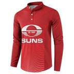 Suns Football Custom Button Sweatshirt Gold Coast Est 2009 Deep Red - Aussie Hoodie
