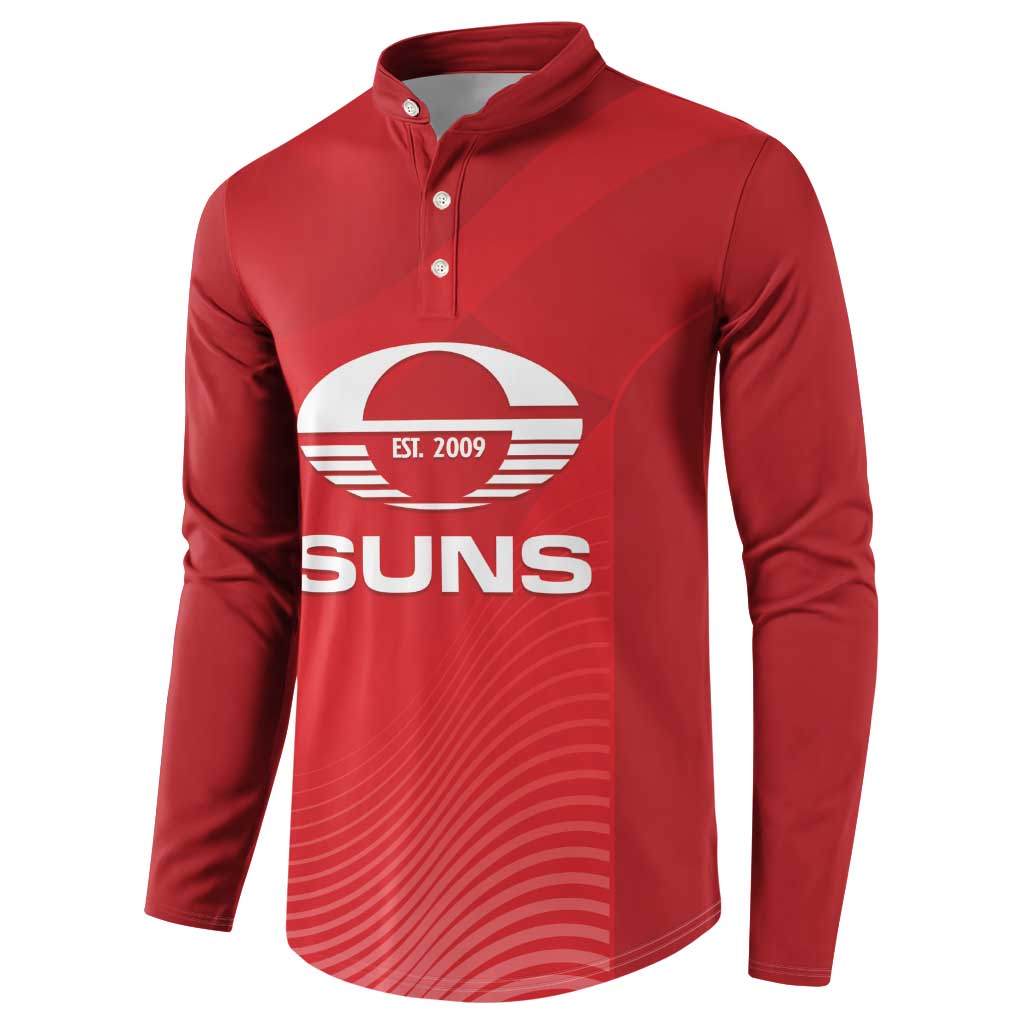 Suns Football Custom Button Sweatshirt Gold Coast Est 2009 Deep Red - Aussie Hoodie