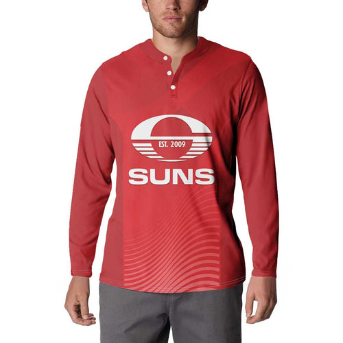 Suns Football Custom Button Sweatshirt Gold Coast Est 2009 Deep Red - Aussie Hoodie