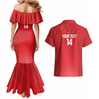 Suns Football Custom Couples Matching Mermaid Dress and Hawaiian Shirt Gold Coast Est 2009 Deep Red - Aussie Hoodie