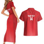 Suns Football Custom Couples Matching Short Sleeve Bodycon Dress and Hawaiian Shirt Gold Coast Est 2009 Deep Red - Aussie Hoodie