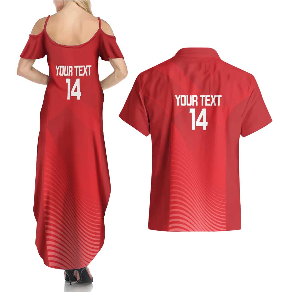 Suns Football Custom Couples Matching Summer Maxi Dress and Hawaiian Shirt Gold Coast Est 2009 Deep Red - Aussie Hoodie