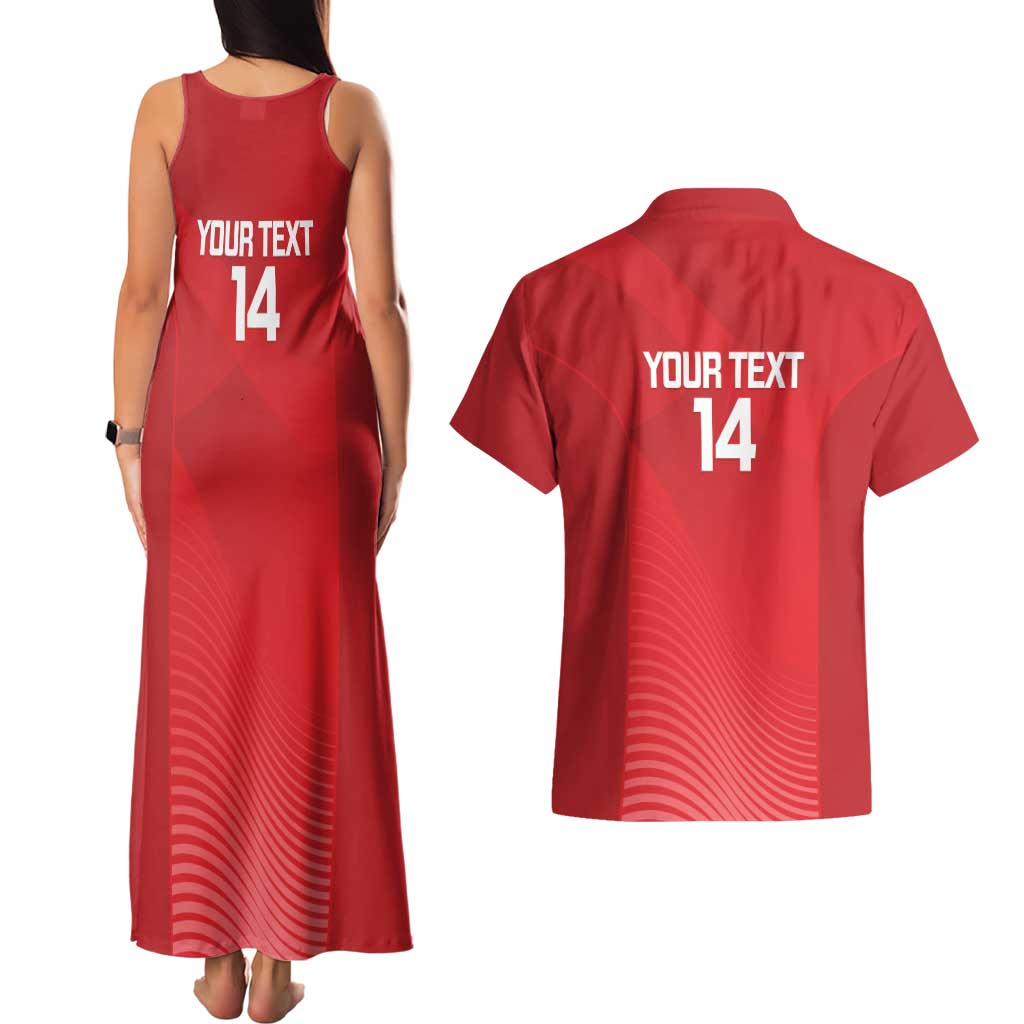 Suns Football Custom Couples Matching Tank Maxi Dress and Hawaiian Shirt Gold Coast Est 2009 Deep Red - Aussie Hoodie