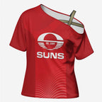 Suns Football Custom Cross Shoulder Shirt Gold Coast Est 2009 Deep Red - Aussie Hoodie
