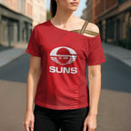 Suns Football Custom Cross Shoulder Shirt Gold Coast Est 2009 Deep Red - Aussie Hoodie