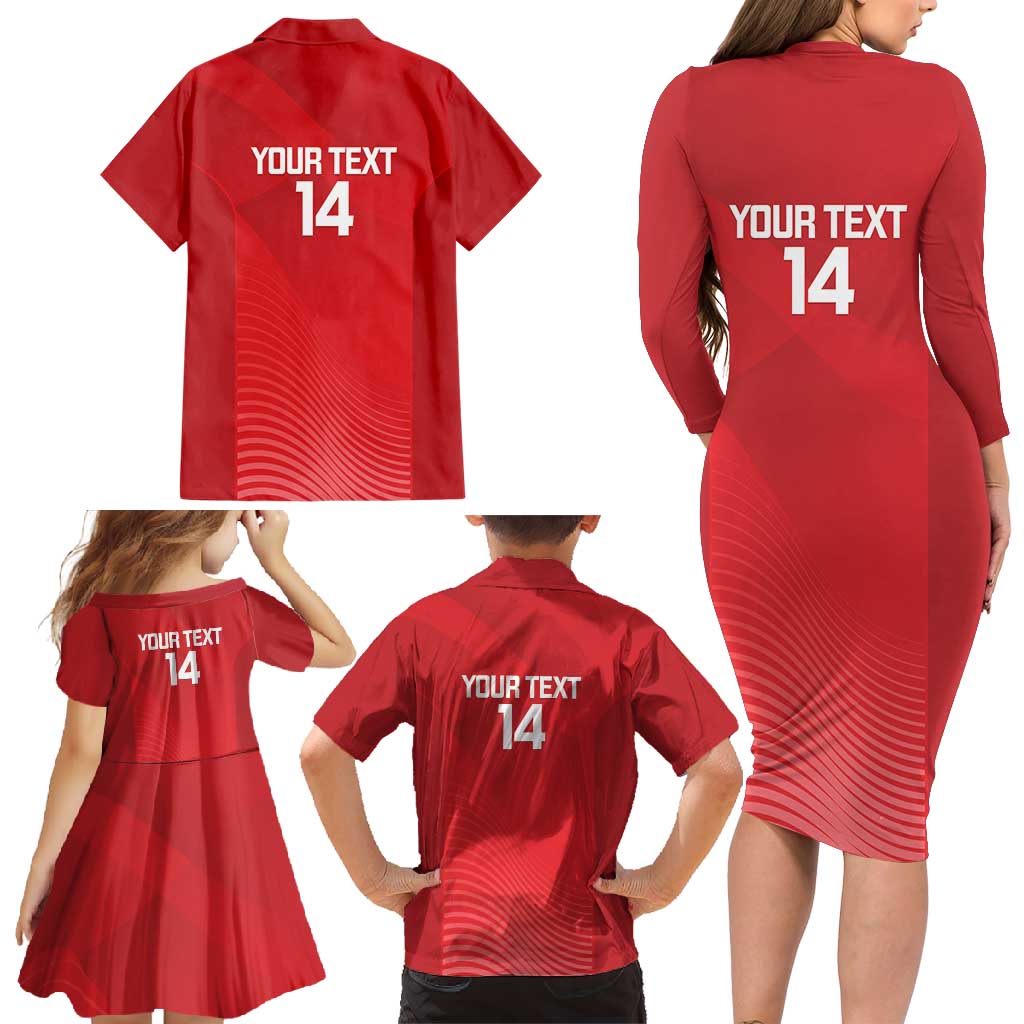 Suns Football Custom Family Matching Long Sleeve Bodycon Dress and Hawaiian Shirt Gold Coast Est 2009 Deep Red - Aussie Hoodie