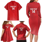 Suns Football Custom Family Matching Long Sleeve Bodycon Dress and Hawaiian Shirt Gold Coast Est 2009 Deep Red - Aussie Hoodie