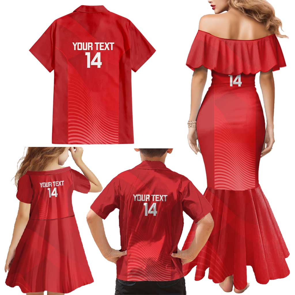 Suns Football Custom Family Matching Mermaid Dress and Hawaiian Shirt Gold Coast Est 2009 Deep Red - Aussie Hoodie