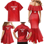 Suns Football Custom Family Matching Mermaid Dress and Hawaiian Shirt Gold Coast Est 2009 Deep Red - Aussie Hoodie